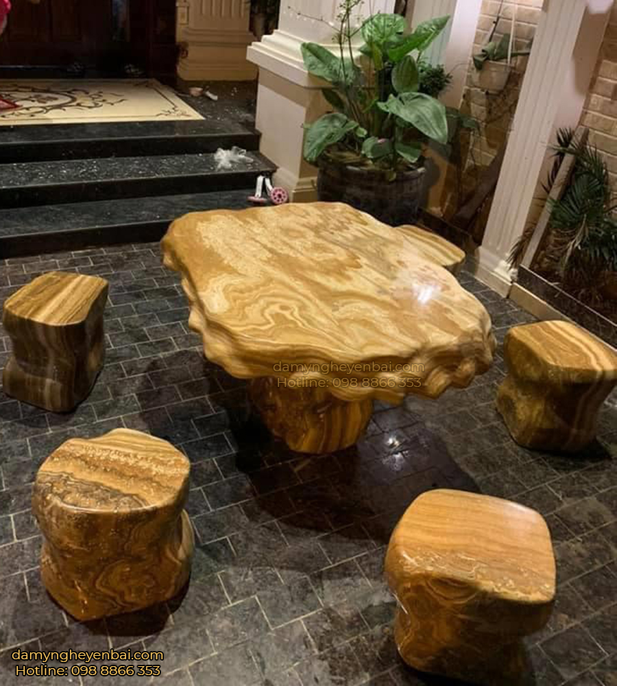 Bàn đá vân gỗ tự nhiên – Canxit trầm tích