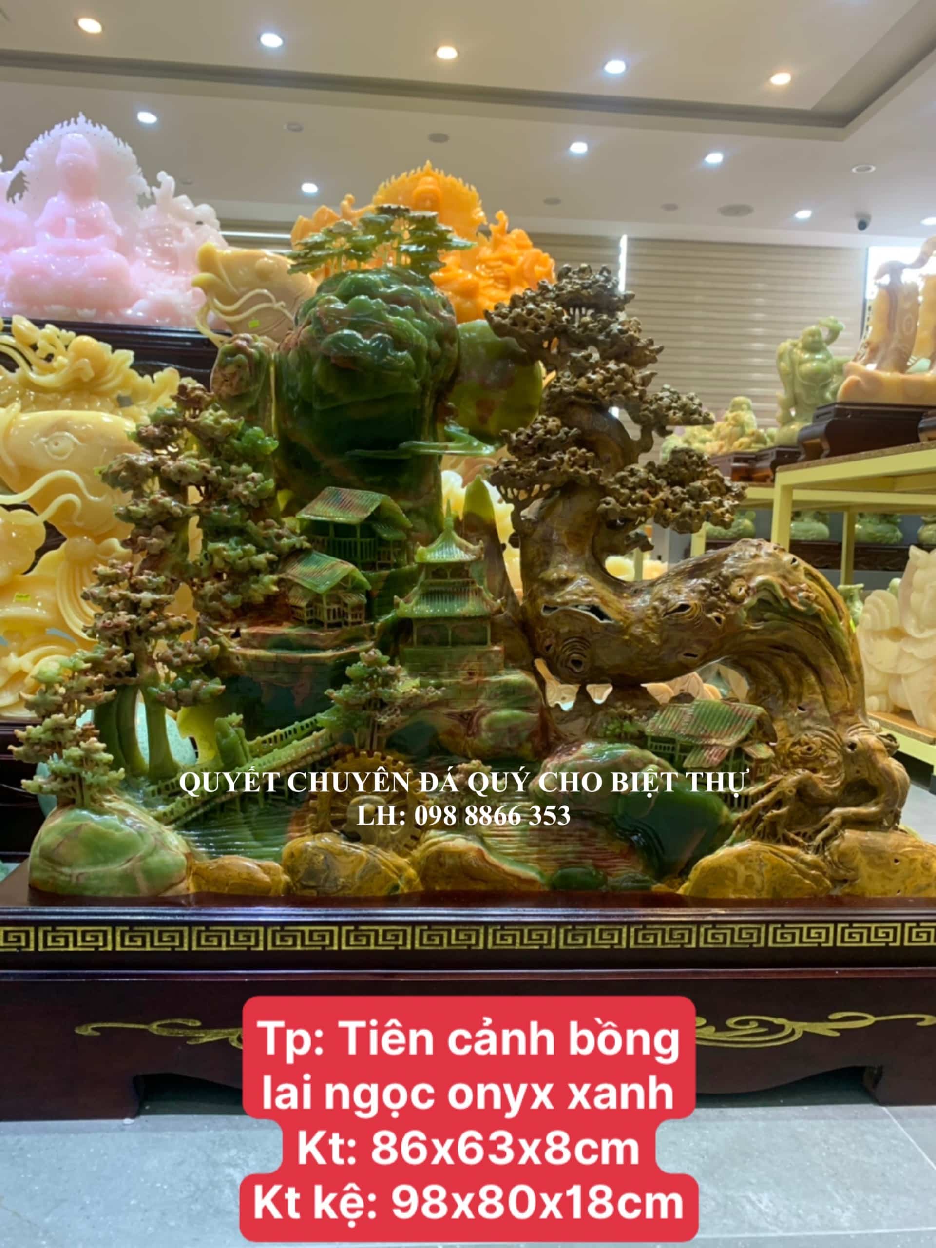 Tác Phẩm Bồng Lai Tiên Cảnh Ngọc Onyx Xanh Được Chế Tác Tỷ Mỉ, Công Phu